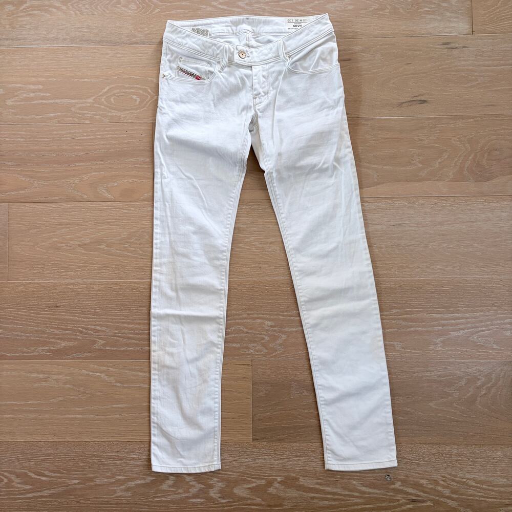 Diesel Industry Low Rise Nevy Denim Jeans White 26x32 y2k